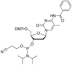 Molecular structure of the compound: 5-O-DMT-N4-Benzoyl-2-Deoxy-5-Methylcytidine-CE Phosphoramidite