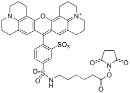 Molecular structure of the compound: TR X NHS ester, 5-isomer