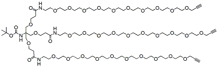 Molecular structure of the compound: t-Boc-N-amido-Tri-(propargyl-PEG10-ethoxymethyl)-methane