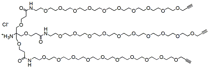 Molecular structure of the compound: Amine-Tri(3-methoxypropanamide-PEG10-Propargyl) Methane HCl salt