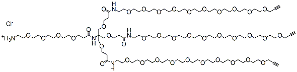 Molecular structure of the compound: Amine-PEG4-Amide-Tri(3-methoxypropanamide-PEG10-Propargyl) Methane HCl salt