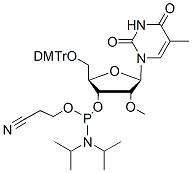 Molecular structure of the compound: 5-O-DMTr-2-O-Me-5MeU-3-CED phosphoramidite