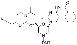 Molecular structure of the compound: N-DMTr-N4-benzoyl-morpholino-cytosine-5-O-phosphoramidite