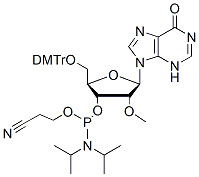 Molecular structure of the compound: 5-O-(4,4-Dimethoxytrityl)-2-OMe inosine-3-CED phosphoramidite
