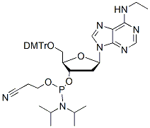 Molecular structure of the compound: 5-O-DMTr-N6-ethyl-2-deoxyadenosine 3-CED phosphoramidite
