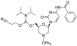 Molecular structure of the compound: N-Trityl-N4-benzoyl-morpholino-C-5-O-phosphoramidite