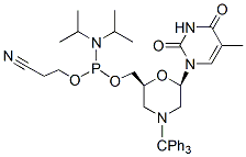 Molecular structure of the compound: N-Trityl-morpholino-T-5-O-phosphoramidite