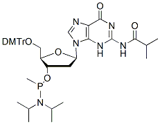 Molecular structure of the compound: 5-DMTr-dG(iBu)-Methyl phosphonamidite