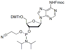 Molecular structure of the compound: 5-O-DMTr-N6-Fmoc-dA-phosphoramidite