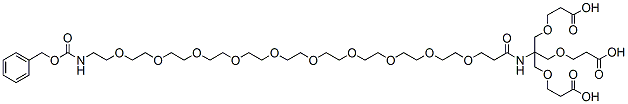 Molecular structure of the compound: Cbz-N-Amido-PEG10-Amido-tri-(carboxyethoxymethyl)-methane