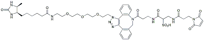 Molecular structure of the compound: Desthiobiotin-PEG3-triazole-DBCO-sulfo-Maleimide