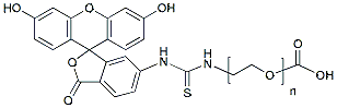 Molecular structure of the compound: FITC-PEG-Acid, MW 5,000