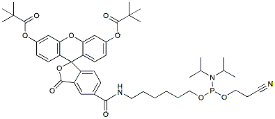 Molecular structure of the compound: FAM phosphoramidite, 5-isomer