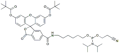 Molecular structure of the compound: FAM phosphoramidite, 6-isomer