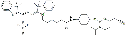 Molecular structure of the compound: Cyanine3 phosphoramidite, 5-terminal