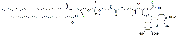 Molecular structure of the compound: DOPE-PEG-Fluor 488, MW 2,000
