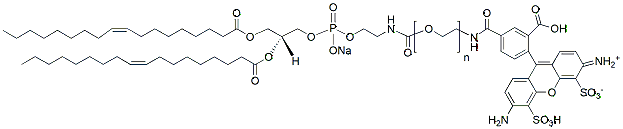 Molecular structure of the compound: DOPE-PEG-Fluor 488, MW 5,000