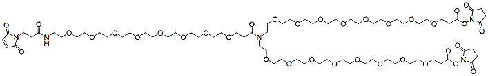 Molecular structure of the compound: N-(Mal-PEG8-carbonyl)-N-bis(PEG8-NHS ester)