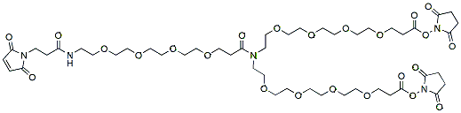 Molecular structure of the compound: N-(Mal-PEG4-carbonyl)-N-bis(PEG4-NHS ester)