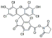 Molecular structure of the compound: HEX NHS ester, 6-isomer