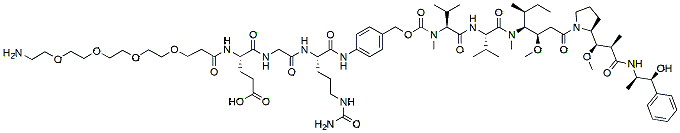 Molecular structure of the compound: Amino-PEG4-Glu-Gly-Cit-PAB-MMAE