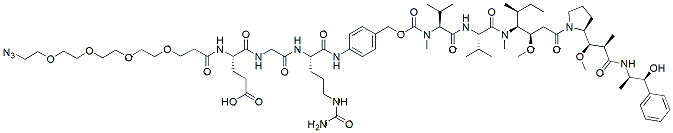 Molecular structure of the compound: Azido-PEG4-Glu-Gly-Cit-PAB-MMAE