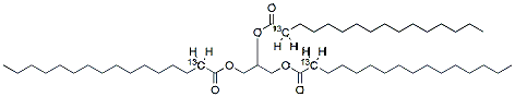 Molecular structure of the compound: Tripalmitin (2,2,2-13C3)