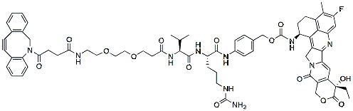 Molecular structure of the compound: DBCO-PEG2-Val-Cit-PAB-Exatecan