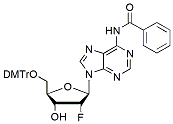 Molecular structure of the compound: 5-O-Dmt-n6-benzoyl-2-fluoro-2-deoxyadenosine