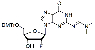 Molecular structure of the compound: 5-O-DMT-N2-dimethylformamide-2-fluoro-2-deoxyguanosine