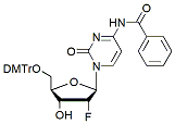 Molecular structure of the compound: 5-O-DMT-N4-Benzoyl-2-fluoro-2-deoxycytidine