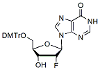 Molecular structure of the compound: 5-O-Dmt-2-fluoro-2-deoxyinosine