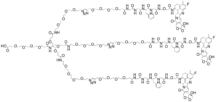 Molecular structure of the compound: Acid-PEG4-tri(PEG4-triazole-PEG4-GGFG-Dxd)