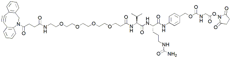 Molecular structure of the compound: DBCO-PEG4-Val-Cit-PAB-Gly-NHS ester