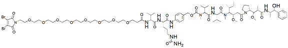 Molecular structure of the compound: 3,4-Dibromo-Mal-PEG8-Val-Cit-PAB-MMAE