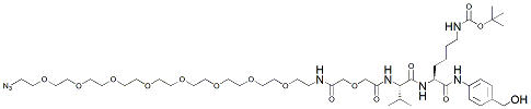 Molecular structure of the compound: Azido-PEG8-Amido-Val-Lys(Boc)-PAB-OH