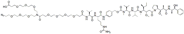 Molecular structure of the compound: N-(Azido-PEG3)-N-(PEG4-Val-Cit-PAB-MMAE)-N-(PEG3-acid)