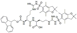 Molecular structure of the compound: Fmoc-Arg(Pbf)-Arg(Pbf)-OH