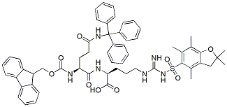 Molecular structure of the compound: Fmoc-Gln(Trt)-Arg(Pbf)-OH