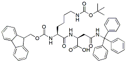 Molecular structure of the compound: Fmoc-Lys(Boc)-Asn(Trt)-OH