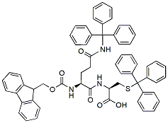 Molecular structure of the compound: Fmoc-Gln(Trt)-Cys(Trt)-OH