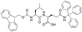 Molecular structure of the compound: Fmoc-Leu-Gln(Trt)-OH