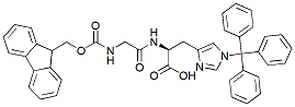Molecular structure of the compound: Fmoc-Gly-His(Trt)-OH