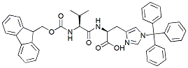 Molecular structure of the compound: Fmoc-Val-His(Trt)-OH
