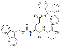 Molecular structure of the compound: Fmoc-Gln(Trt)-Leu-OH