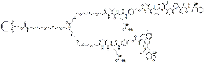 Molecular structure of the compound: N-(endo-BCN-PEG4)-N-(PEG4-Val-Cit-PAB-MMAE)-N-(PEG4-Val-Cit-PAB-Exatecan)