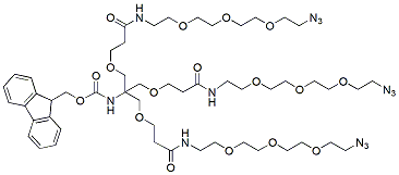 Molecular structure of the compound: Fmoc-Amido-Tri(3-methoxypropanamide-PEG3-Azide) Methane