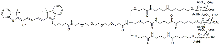 Molecular structure of the compound: Tri-GalNAc(OAc)-PEG4-Cy5