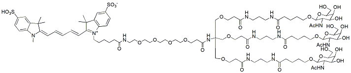 Molecular structure of the compound: Tri-GalNAc-PEG4-sulfo-Cy5