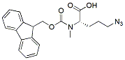 Molecular structure of the compound: (S)-2-((((9H-fluoren-9-yl)methoxy)carbonyl)(methyl)amino)-5-azidopentanoic acid